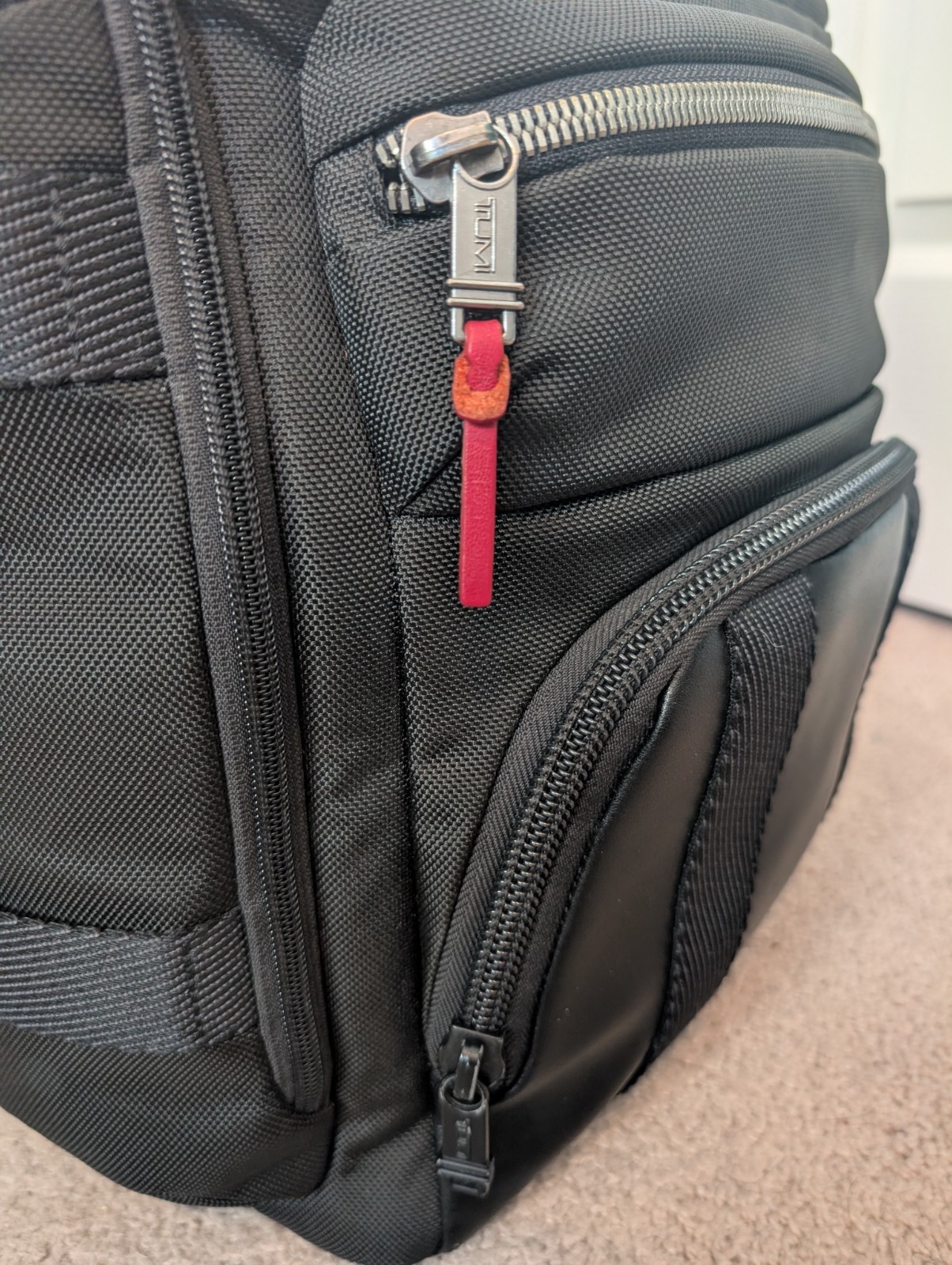 TUMI Alpha Bravo Tyndall Utility Backpack 0232384D Black Ballistic Nylon Red Kit