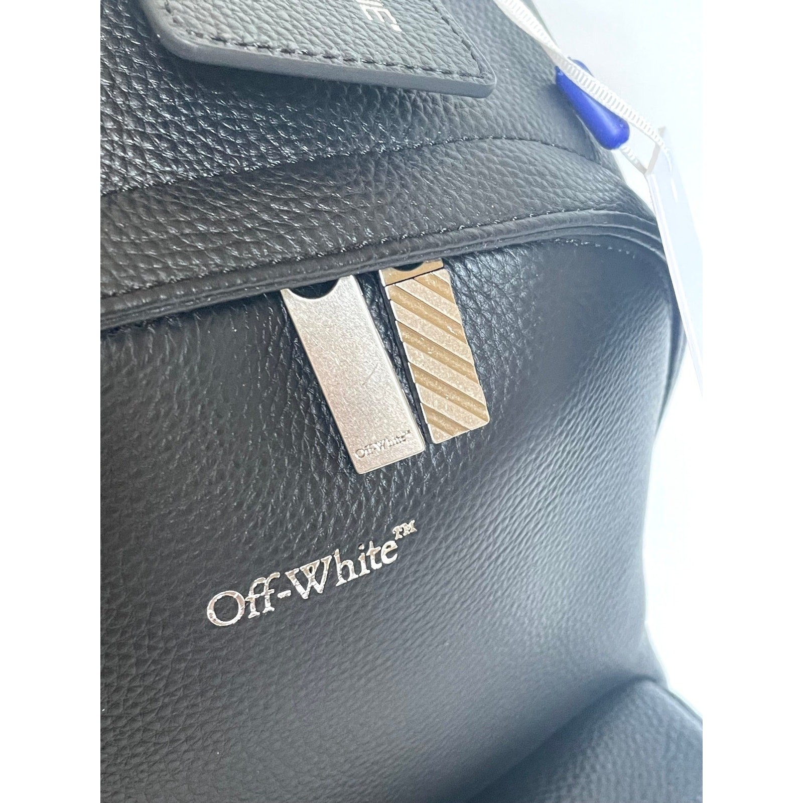 Off-White Industrial Strap Pebbled Leather Backpack Large Diagonal Stripe
