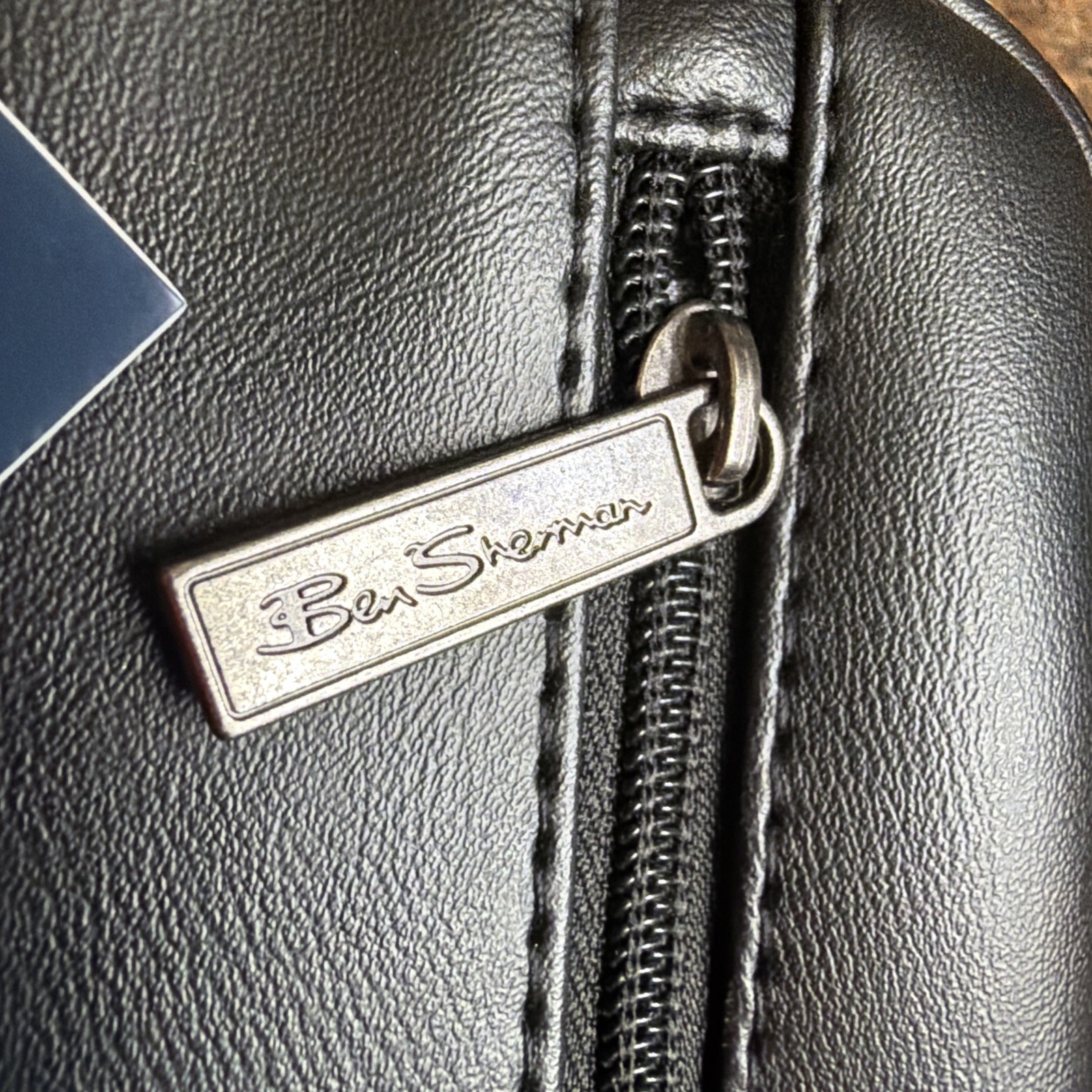 BEN SHERMAN Black Men’s Faux Leather Toiletry Bag Grooming Organizer Travel NWT!