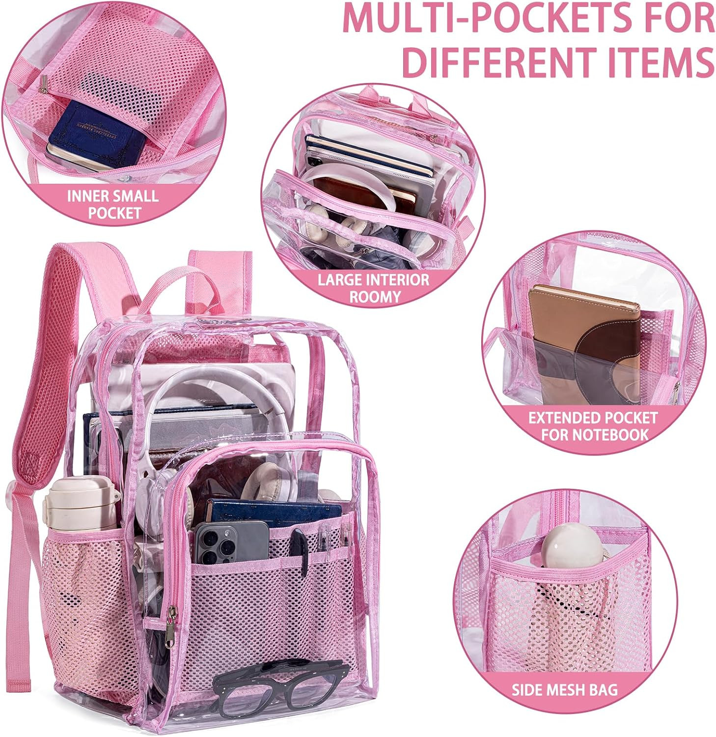 Transparent Backpack with Thickened Pvc Material, Perspective Design, Large Capa