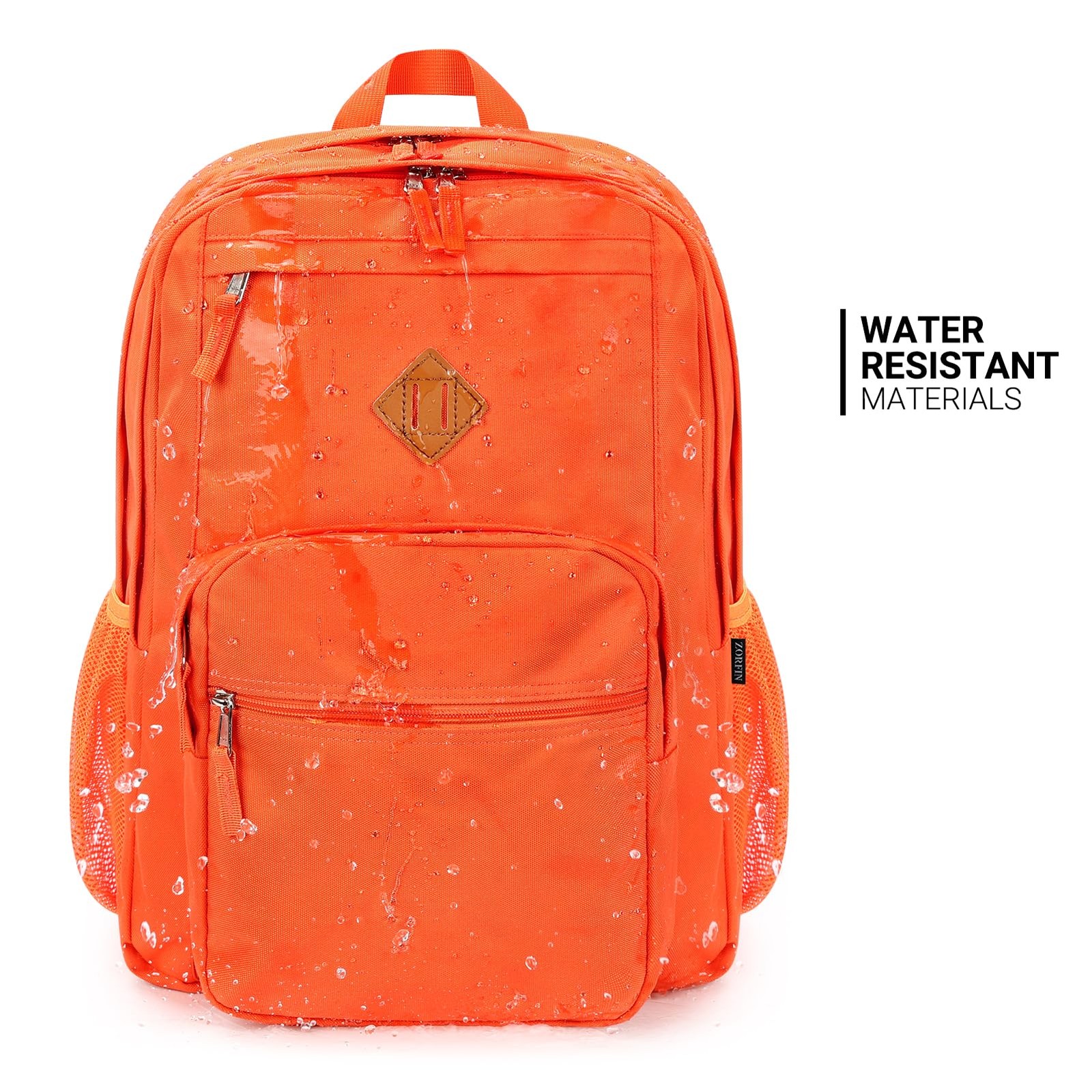 Tangerine Water Resistant Travel Backpack for College Bookbag 26 Liter