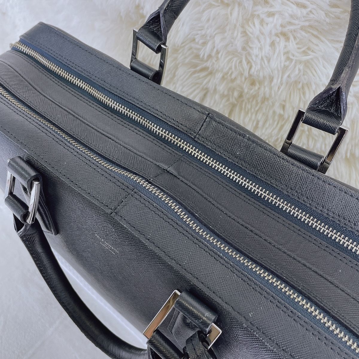 【No Shoulder Strap】Pelle Morbida Capitano Navy Business Bag Briefcase Used