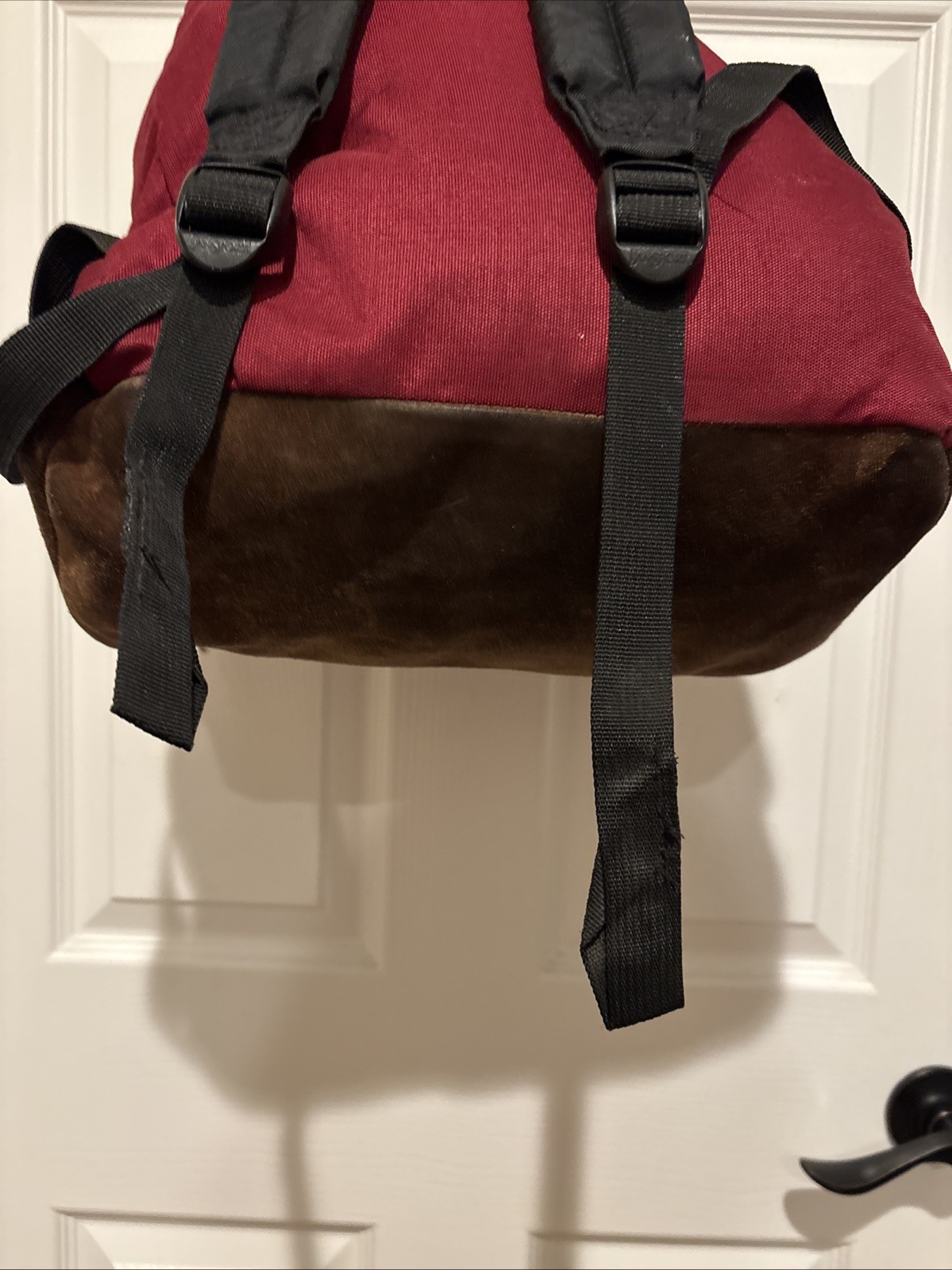 Vintage Jansport Classic Leather Bottom Backpack Maroon USA 1990 ‘s Brown