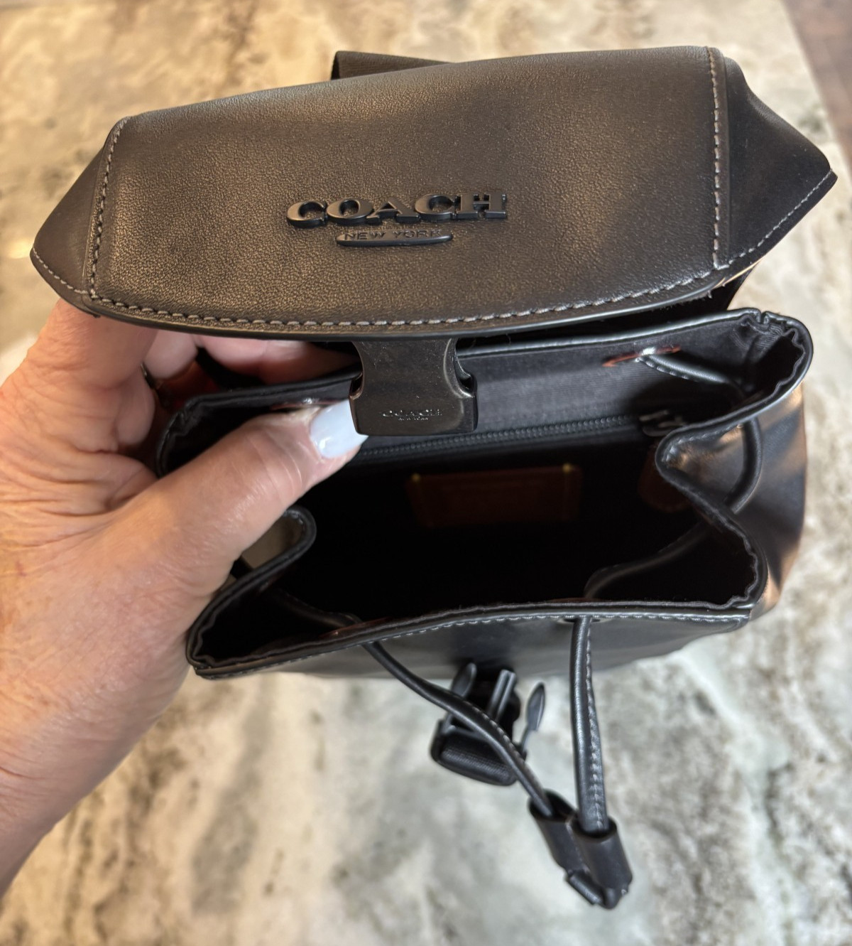 NWT Coach Racer Pack Leather Sling Backpack CU111 QB/Black Gunmetal CrossbodyBag
