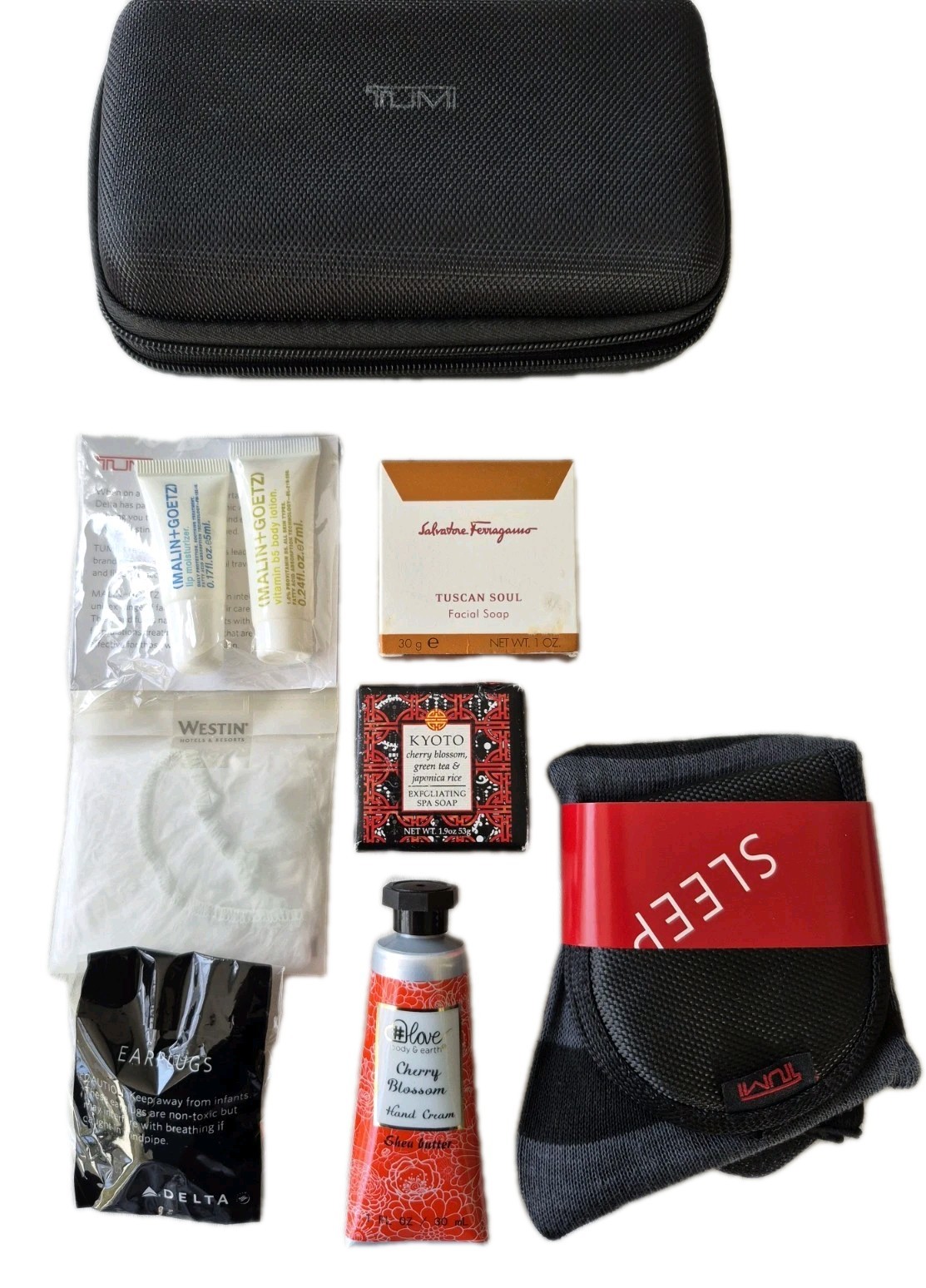 Tumi Delta Accessory Hard Shell Zip Case Black Eye Mask Upgraded Travel Items