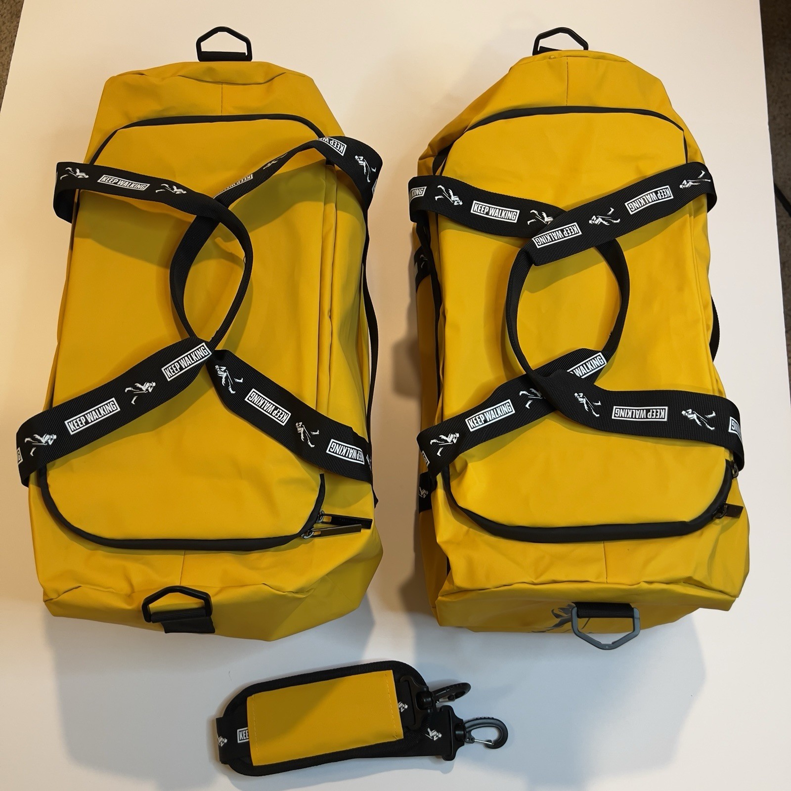 New Johnny Walker Keep Walking Duffle Bag Weekender Gym Bag Yellow & Black