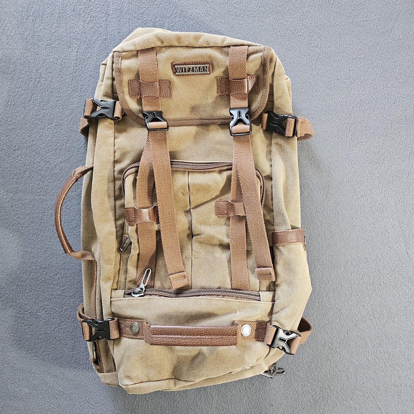 WITZMAN Canvas Backpack Travel Attatchè Large Laptop Bag Convertible Retro A519