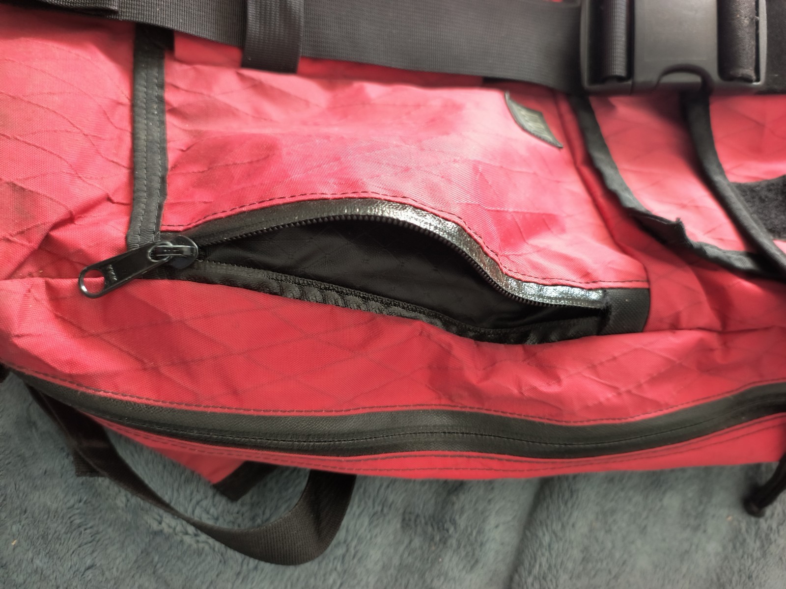 Mission Workshop Vandal- Red Cycling/travel Backpack. Expandable and rolltop.