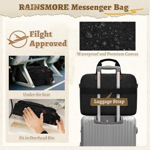 Vintage Waterproof Canvas Laptop Messenger Bag – Men’s Briefcase Satchel for Wor
