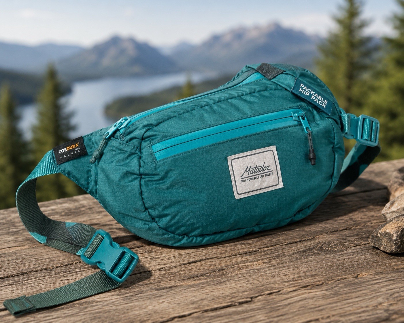 Matador On-Grid Packable Hip Pack 2L Teal Green Durable Cordura Travel Fanny Bag