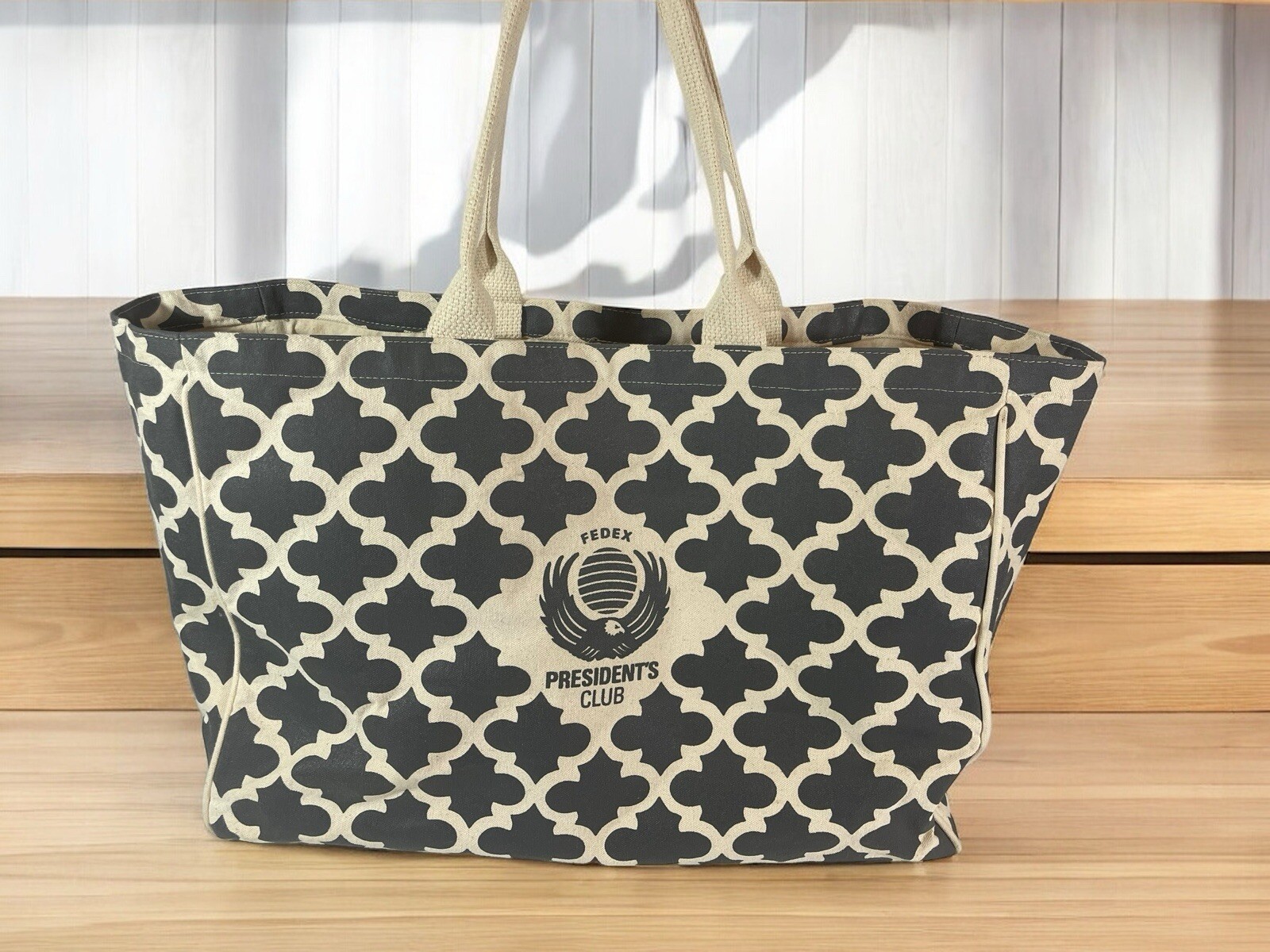 FedEx President’s Club Large Canvas Tote Bag Employee Award Grey Eagle USA