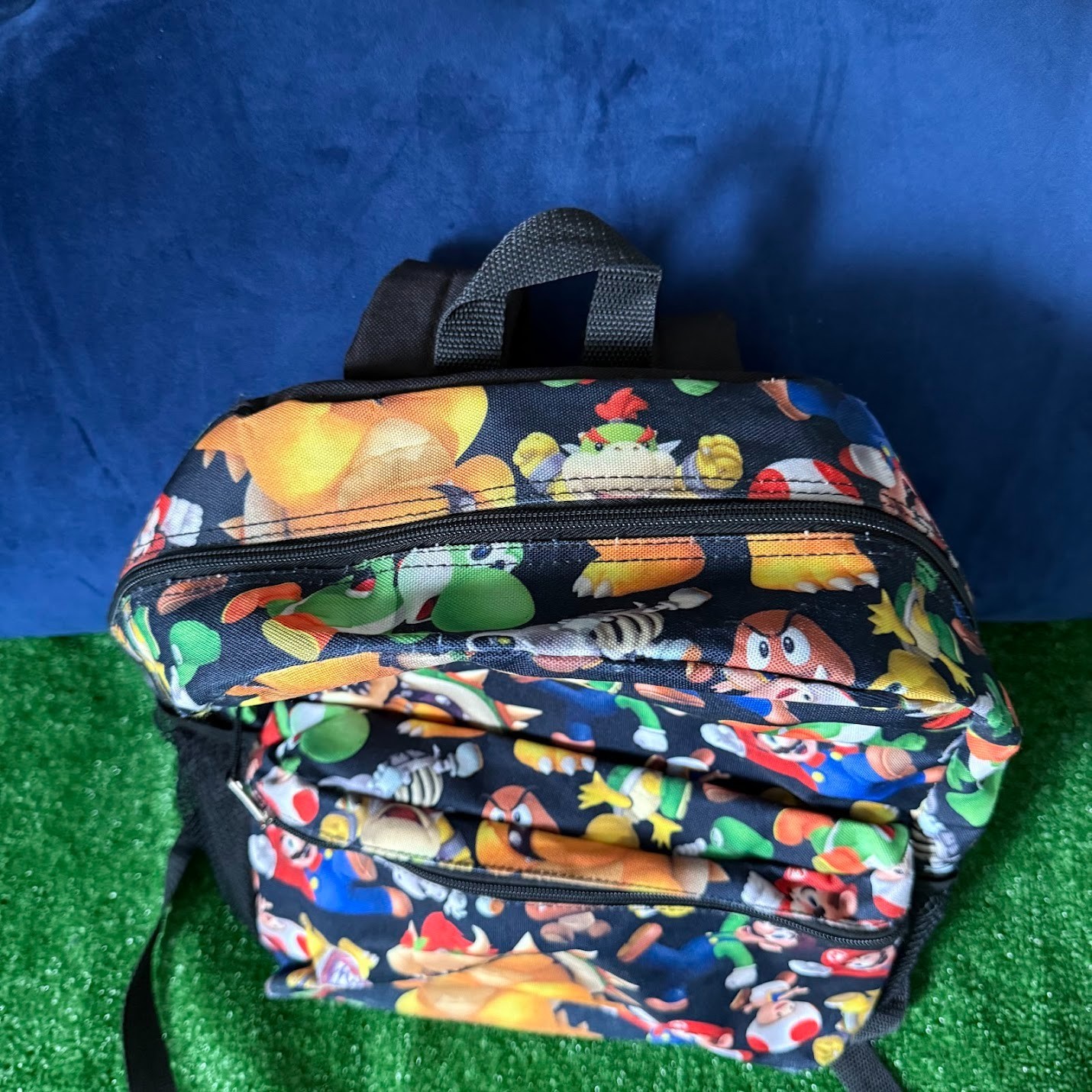 Nintendo Super Mario Bros. All Over Character Print Backpack Bioworld School Bag