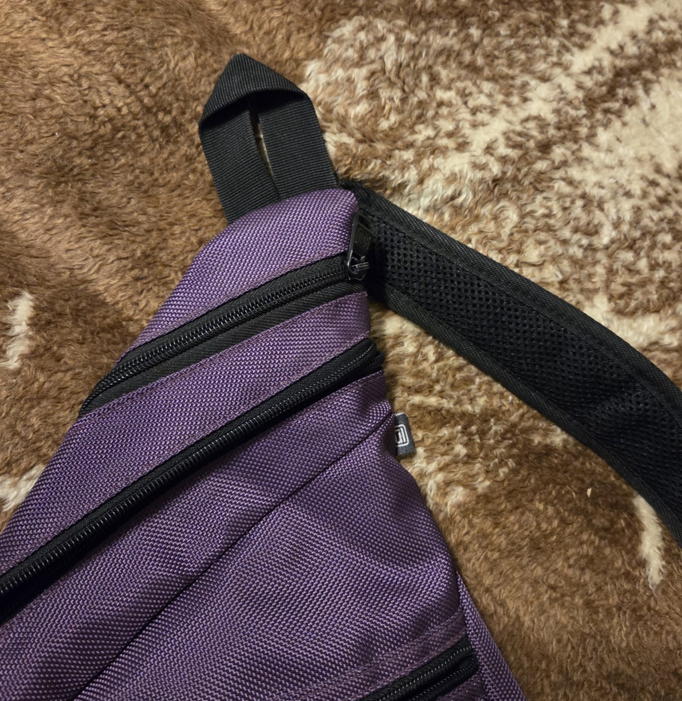 Sling Bag FUL Shoulder Backpack Adjustable Strap Purple Crossbody Hike Camping