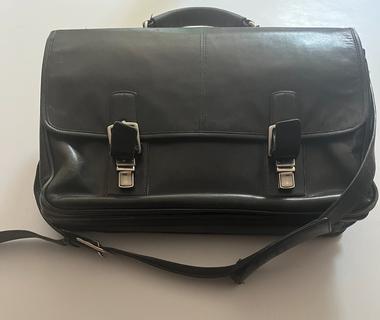 Vintage COACH Thompson Black Leather Briefcase Laptop Messenger Bag