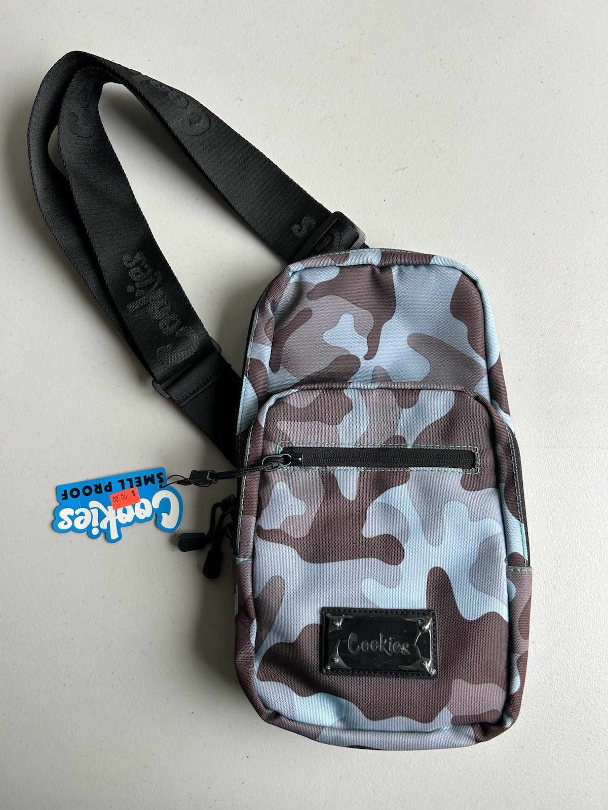Cookies smell proof blue camo shoulder sling bag brand new