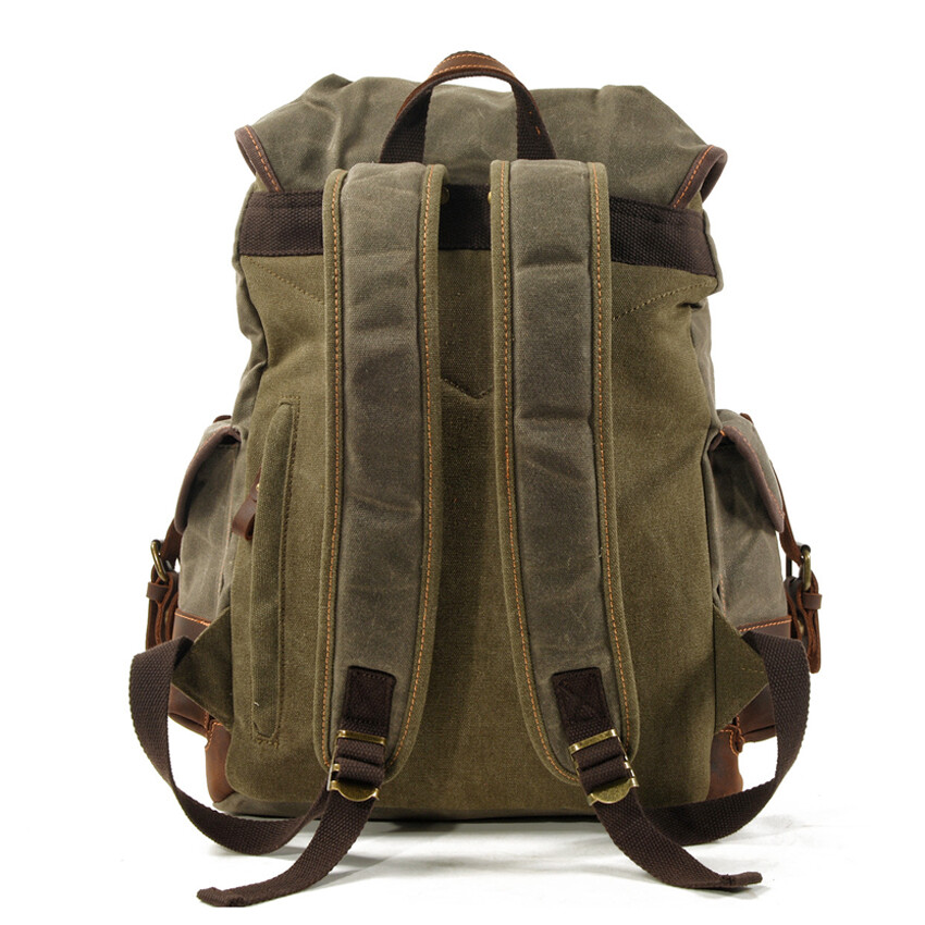 Casual Vintage Canvas Backpack Leather Bags Outdoor Shoulder Rucksack Daypack