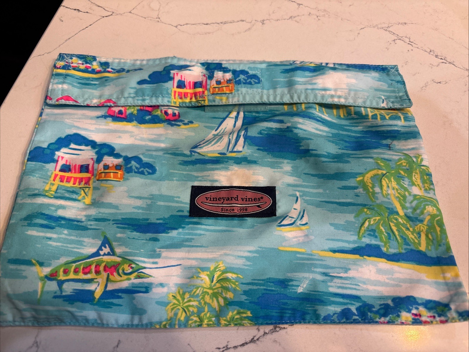 Vineyard Vines Water Resistant Pouch Wet Bag Swim Suit Bag Fishing Lures Blue