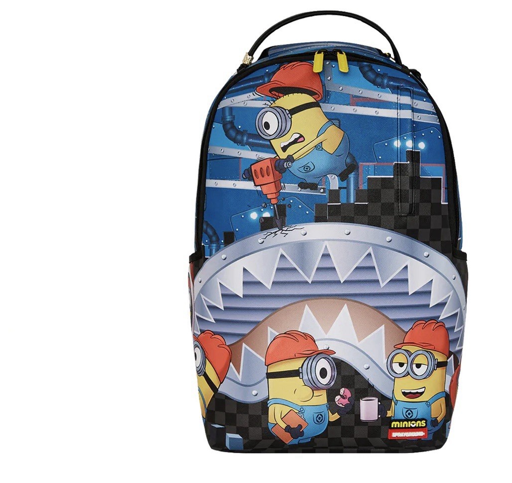 SPRAYGROUND Minions Builders Backpack Velour Laptop Compartment Polyester Fabric