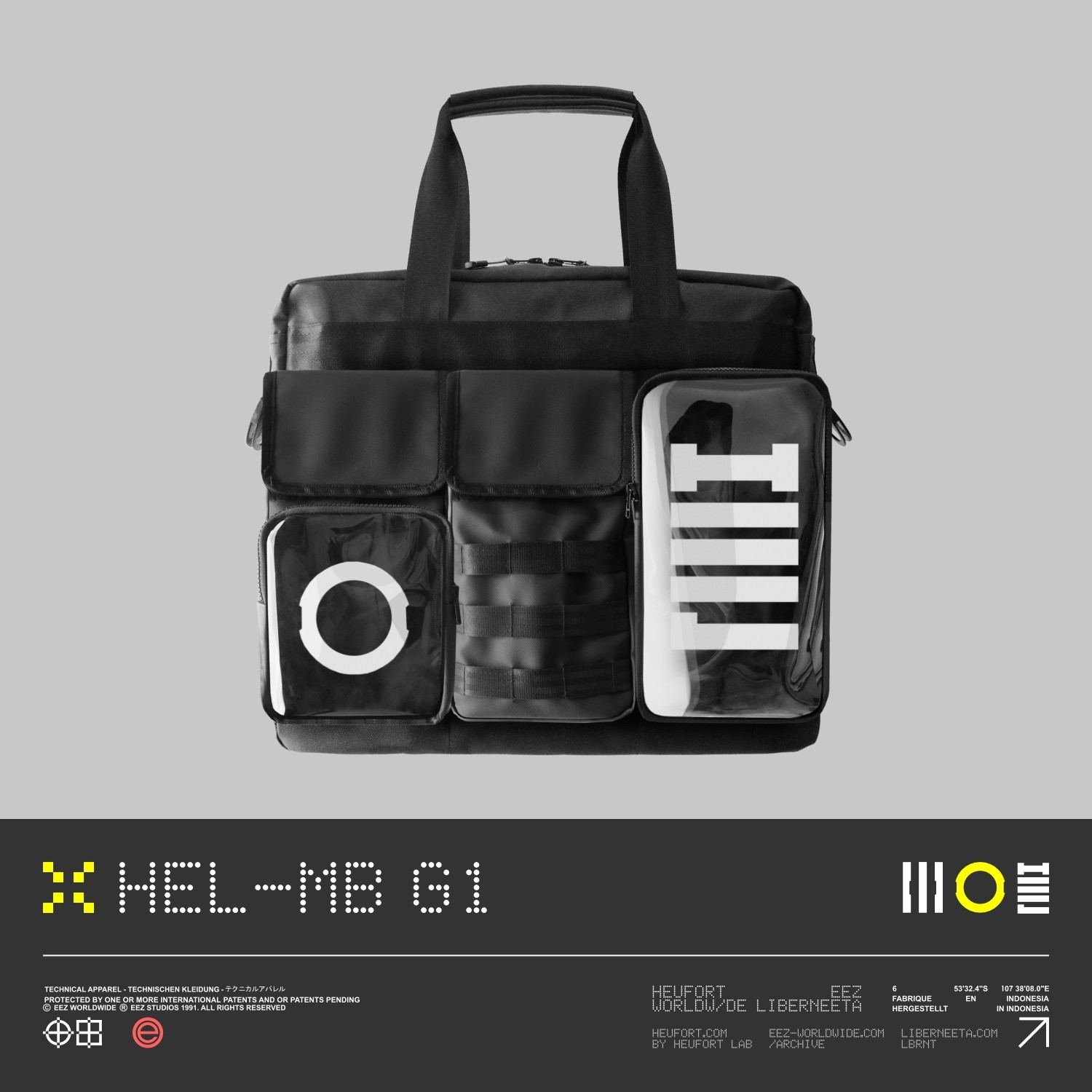 Techwear Bag Black Futuristic Messenger Crossbody HEL-MB G1 LIBERNEETA