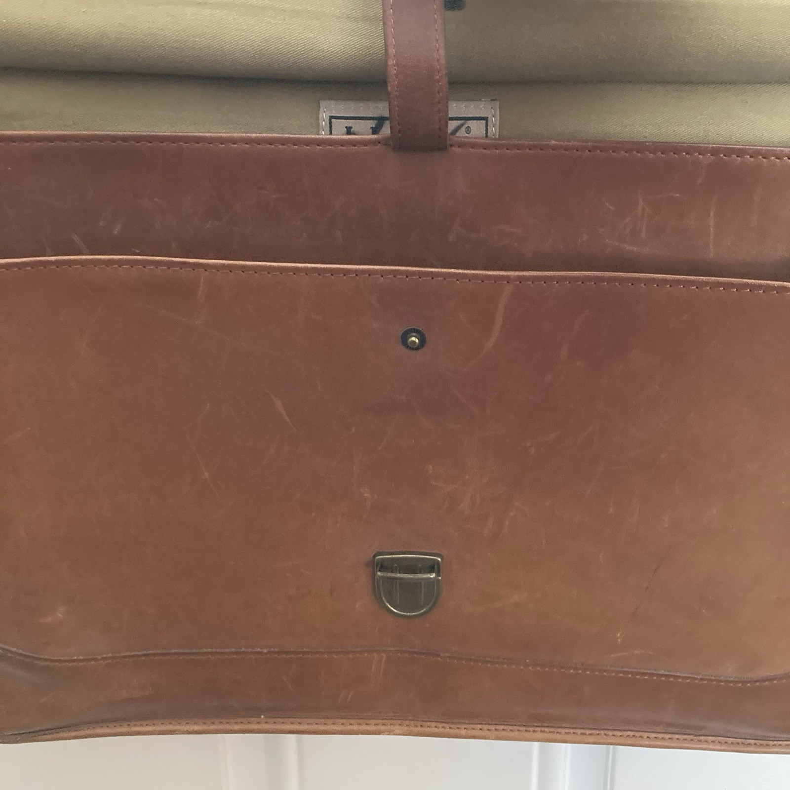 Vtg LL Bean Brown Leather Briefcase Attaché Organizer 17” x 12.5” Business Folio