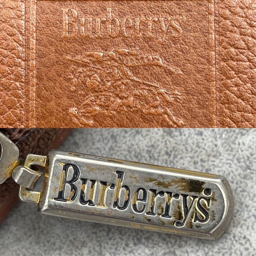 Authentic Burberry Brown Leather Nova Check Clutch Bag, 18cm x 27.5cm, Good Cond