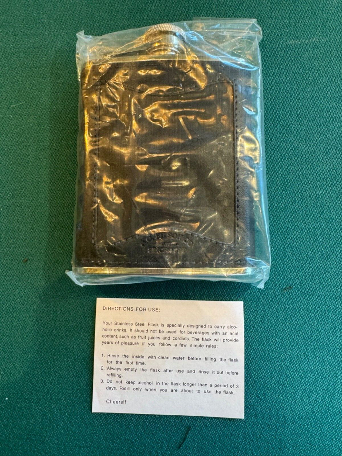 Vintage Filson Black Leather Stainless Steel 6OZ Flask New in Box Rare