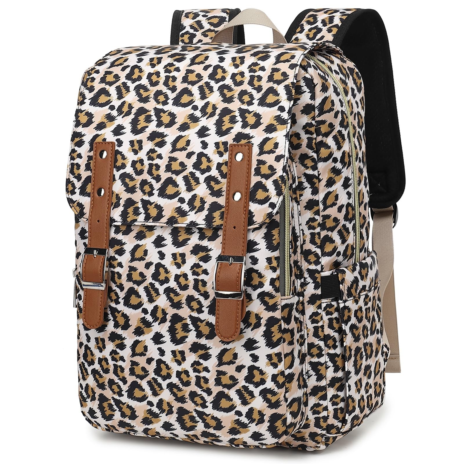 Leopard Laptop Backpack for Women Girls, 15.6 inch College School Backpacks T…