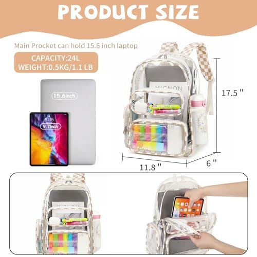 Clear Backpack Heavy Duty Transparent Bag See Through BookBag for Student