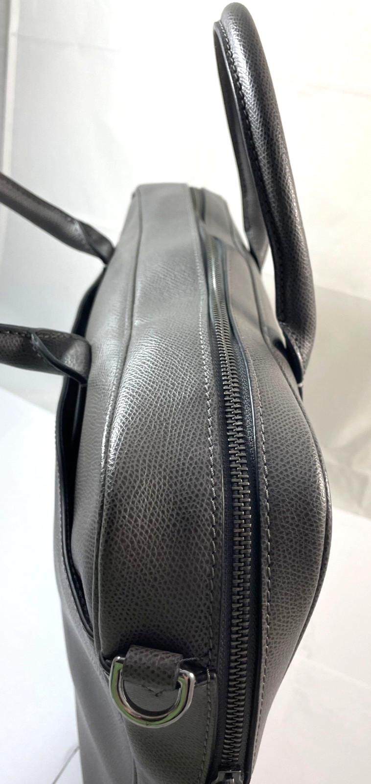 Michael Kors Warren Compact Leather Briefcase Carry Laptop Bag Gray Reg $398