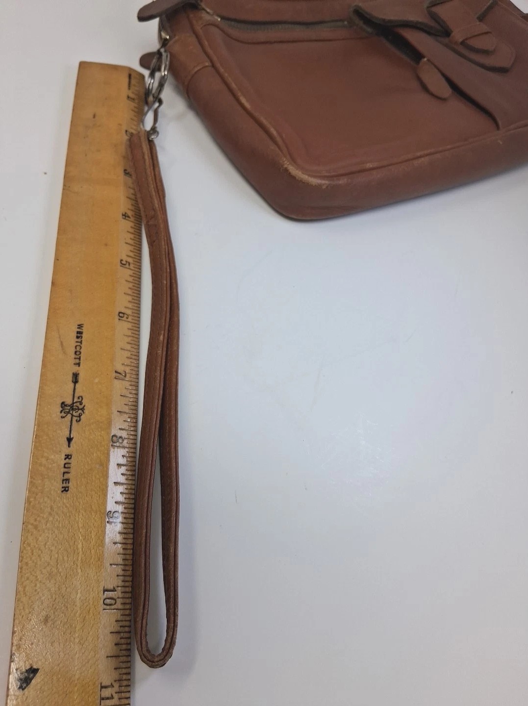 Samsonite Colombian Leather Bag Wrist Clutch Brown Pockets Vtg Unisex 9×6″