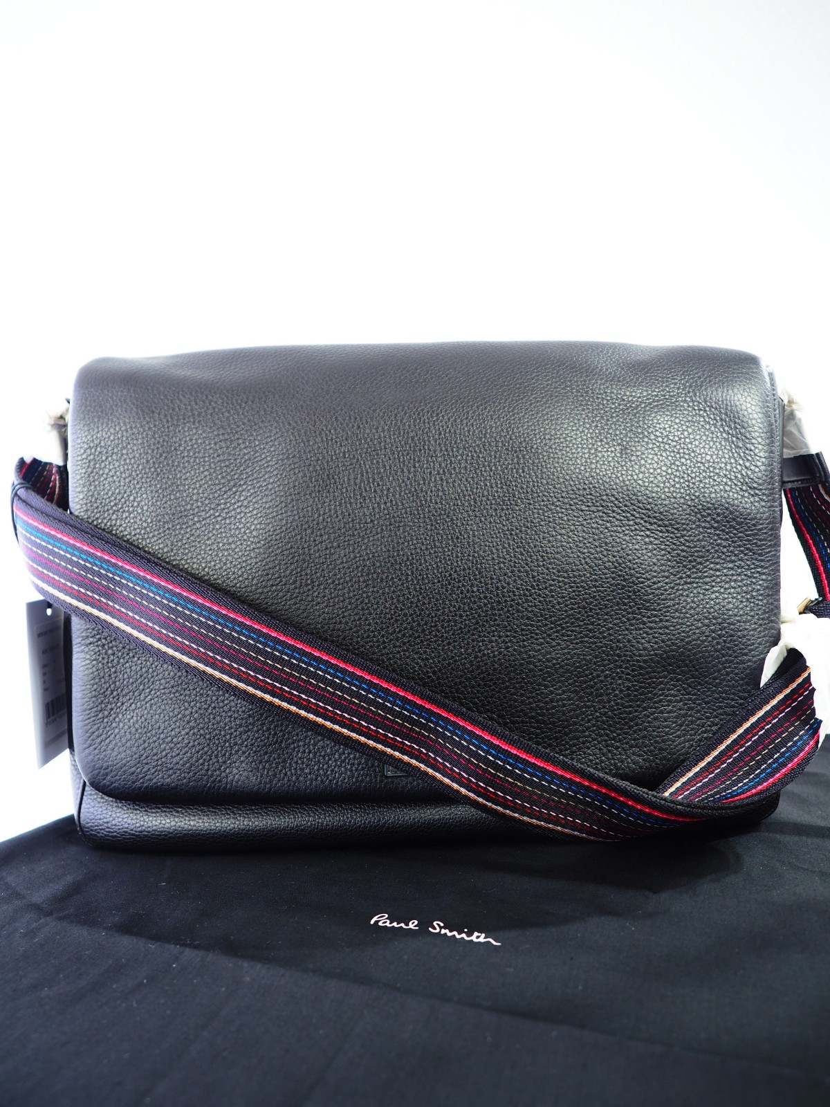 Paul Smith Black Leather Laptop Messenger Bag City Webbing Crossbody NWT