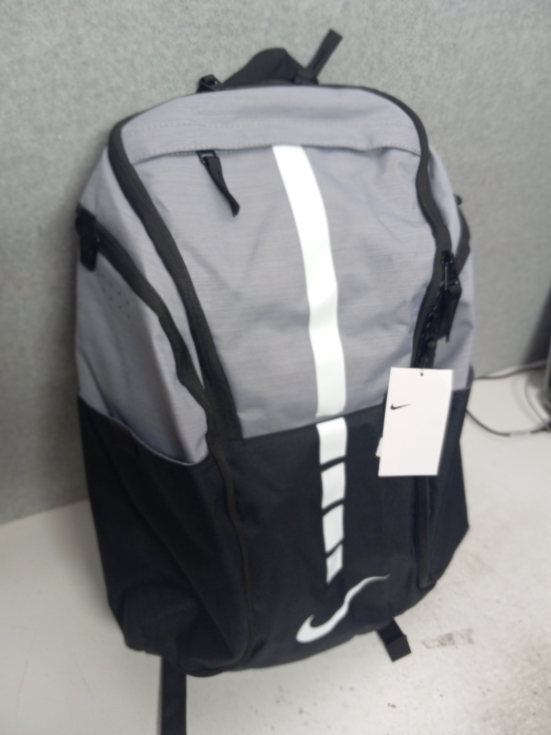 Nike Hoops Elite Pro Backpack Cement Grey White Black Laptop School Bag