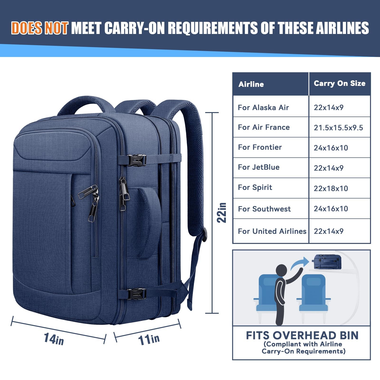 Extra Large Carry on Backpack, Expandable 50L-60L Travel Backpack Hiking Camp…