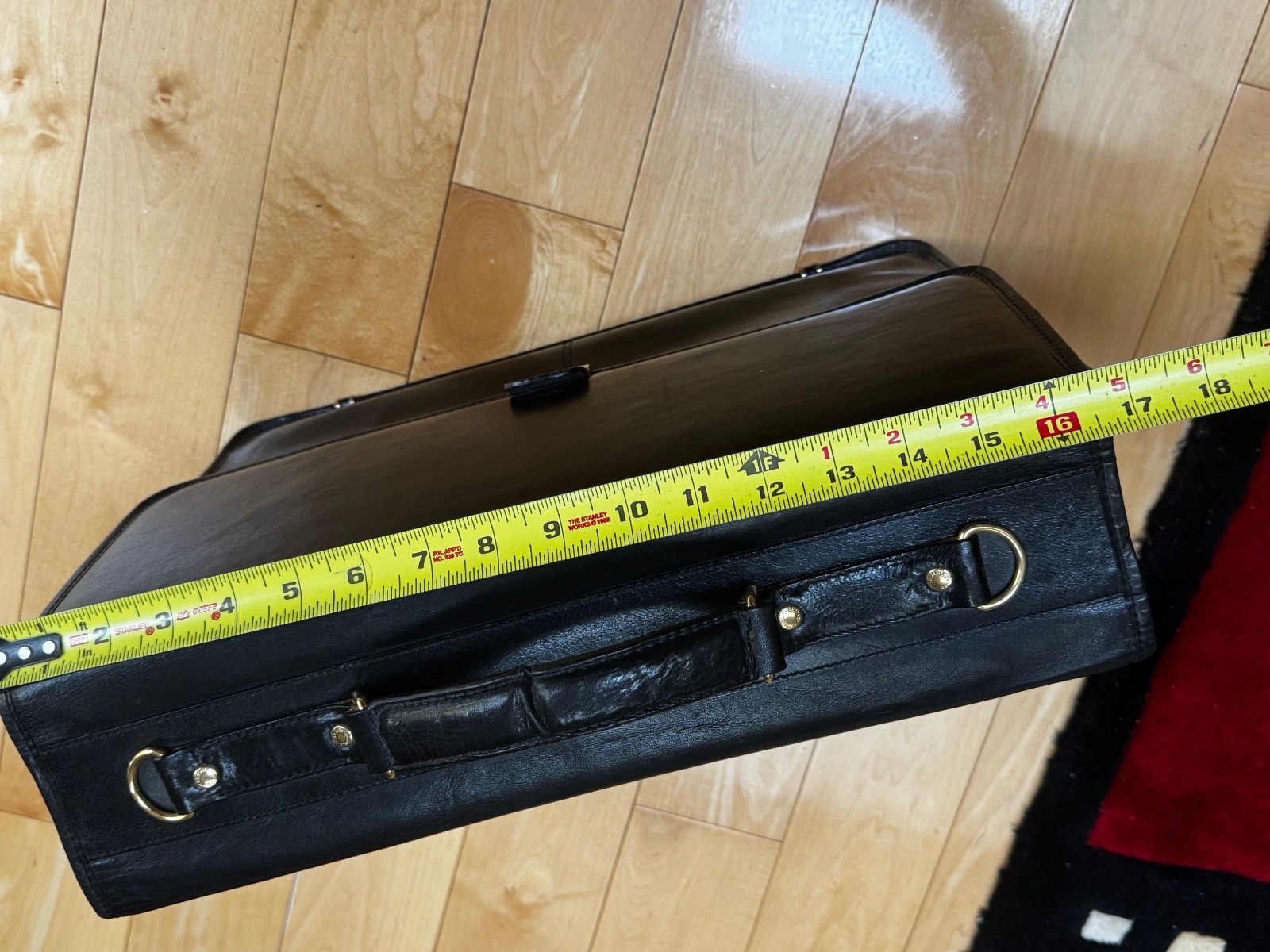 FULL GRAIN REAL BLACK LEATHER BRIEFCASE ATTACHE EXPANDABLE MADE IN SWITZERLAND