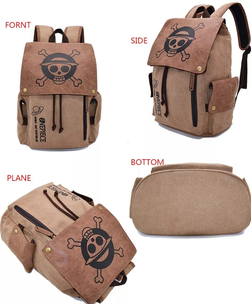 One Piece Attack on Titan Backpack Canvas Shoulders Bag Schoolbag Laptop Bag