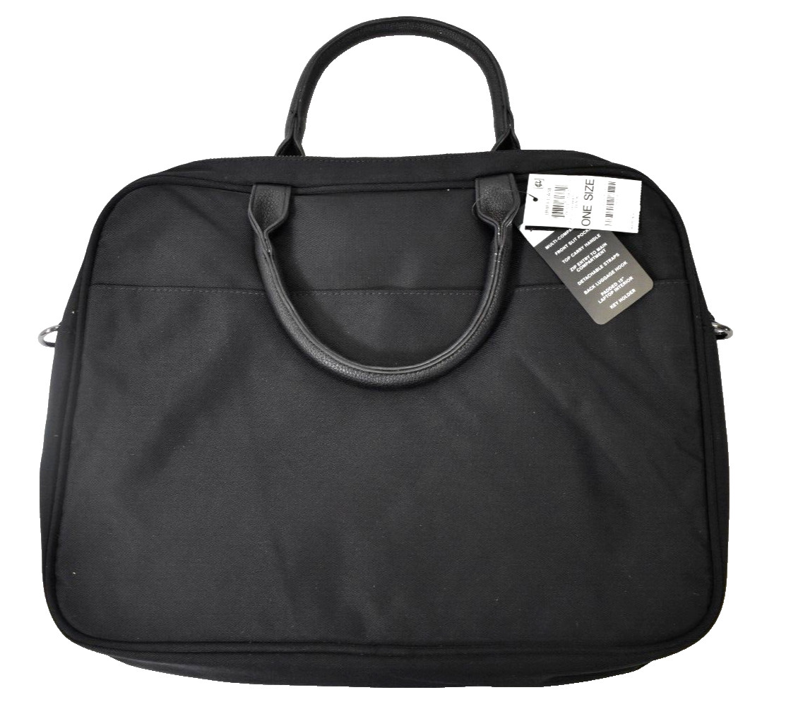 Alfani Mens Nylon Briefcase Accessory Black Luggage Case 15″ x 12″ x 2-1/4″