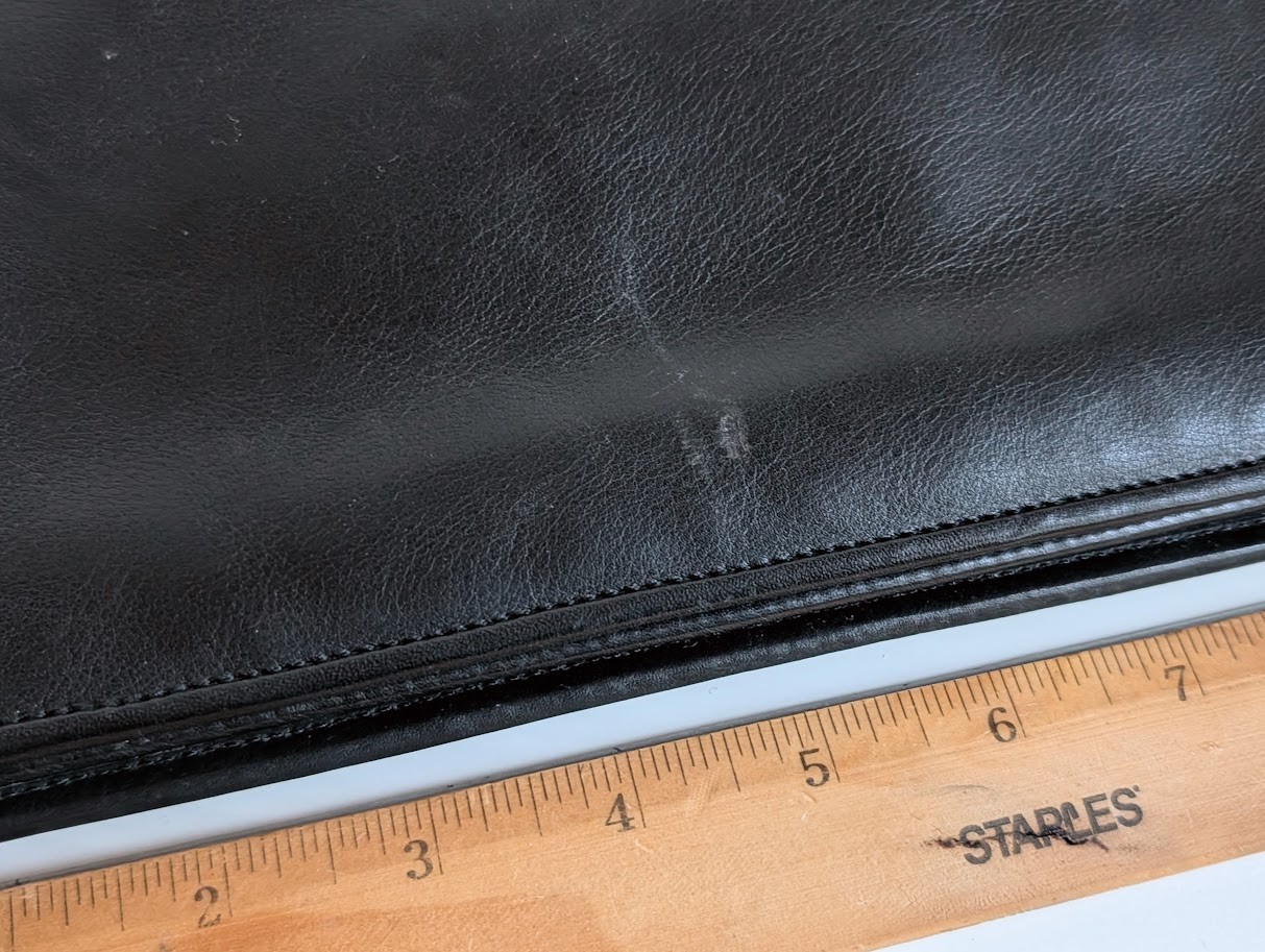 BARNEYS NEWYORK Small Briefcase Classic Black Smooth Leather Document Bag Italy