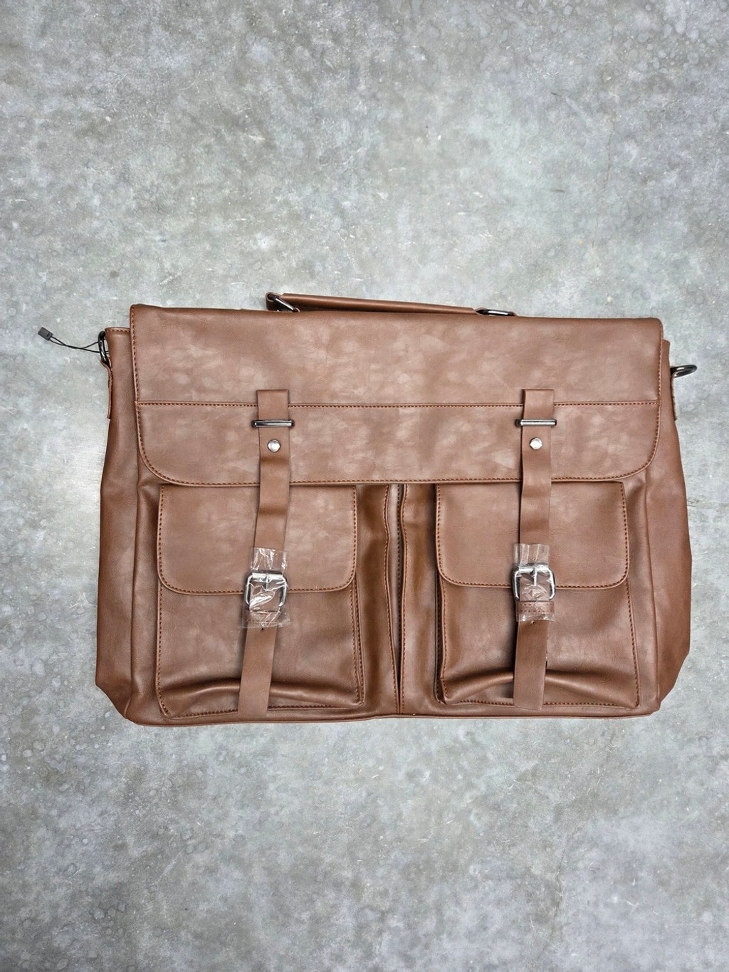 Seyfocnia Men’s Tan Leather Messenger Bag Front Buckle Pockets Satchelbag