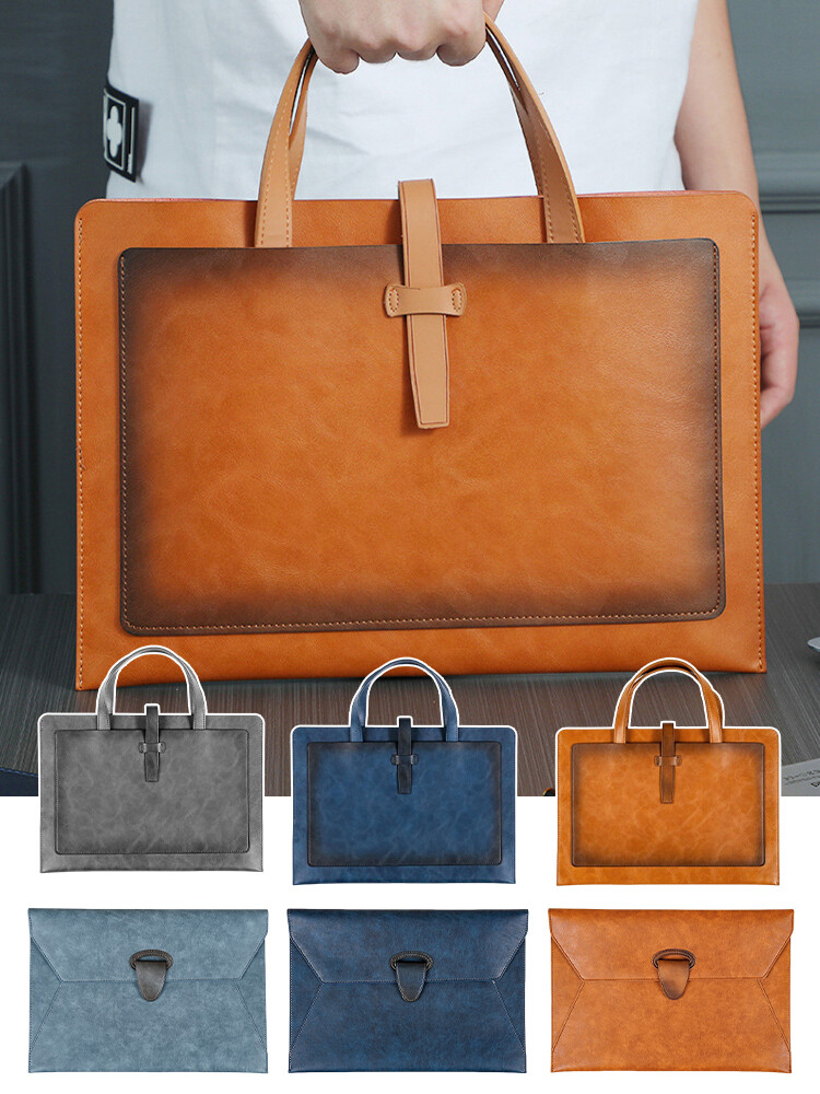 Official Business Document Bag Handheld File Bag PU Leather Waterproof Briefcase