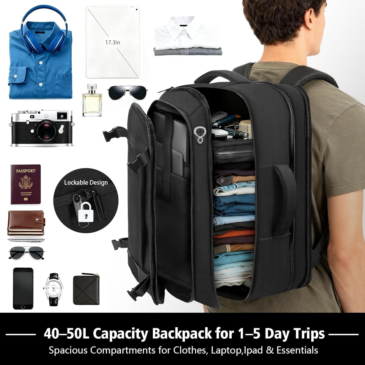 Ample Space Travel Backpack with LifetimeWarranty,Expandable Carry on Backpac…