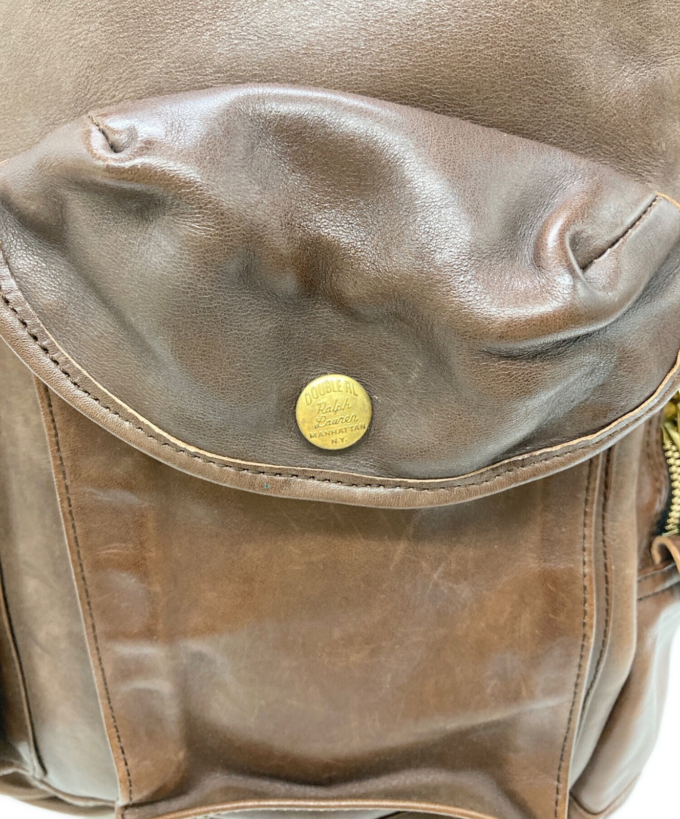Double RL RRL Ralph Lauren MITCHELL Leather Backpack Bag Brown Authentic Used