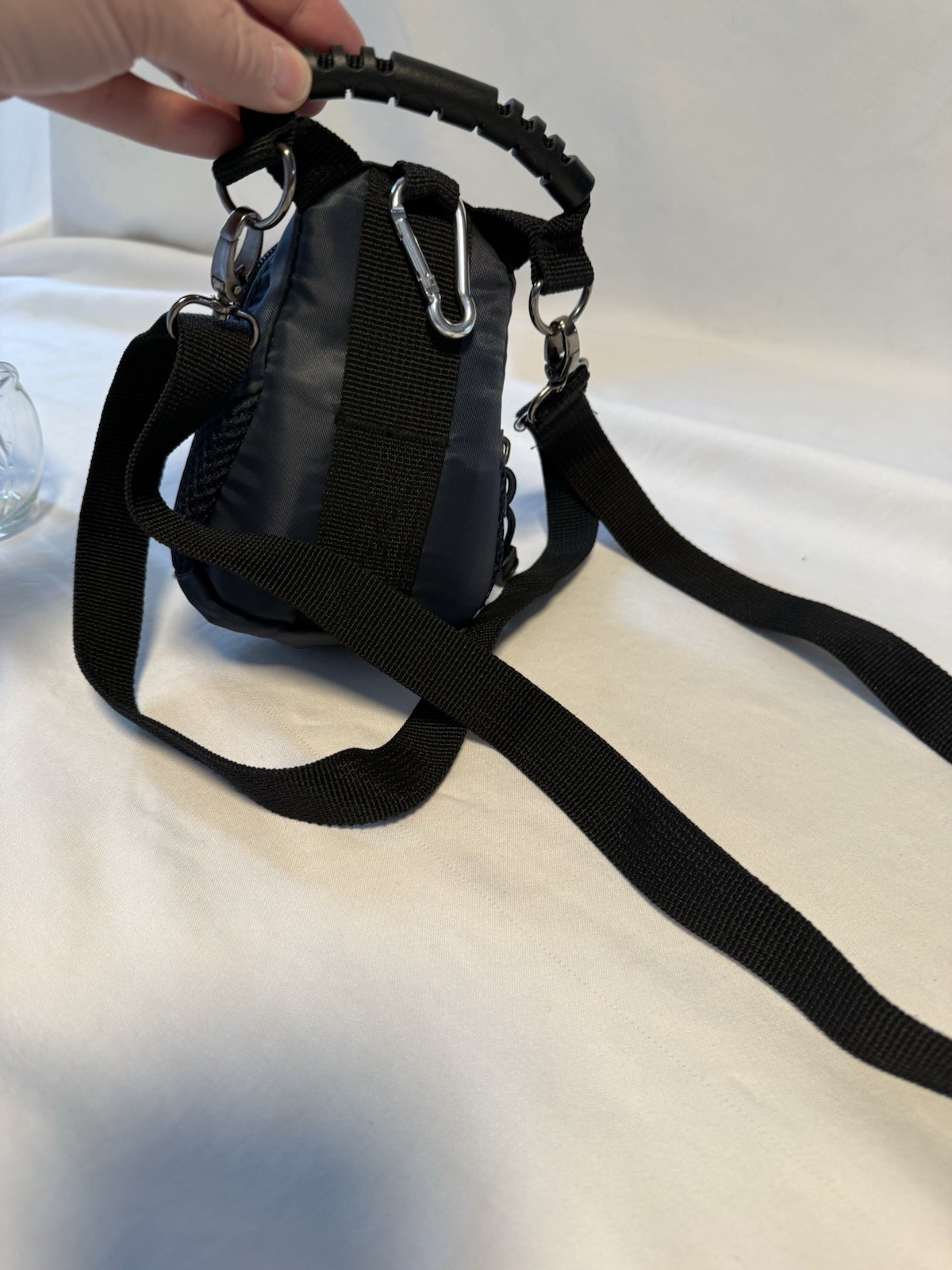 Universal Studios Navy Blue Mini Day Pack 7 X 5” Handle & Strap D Clip