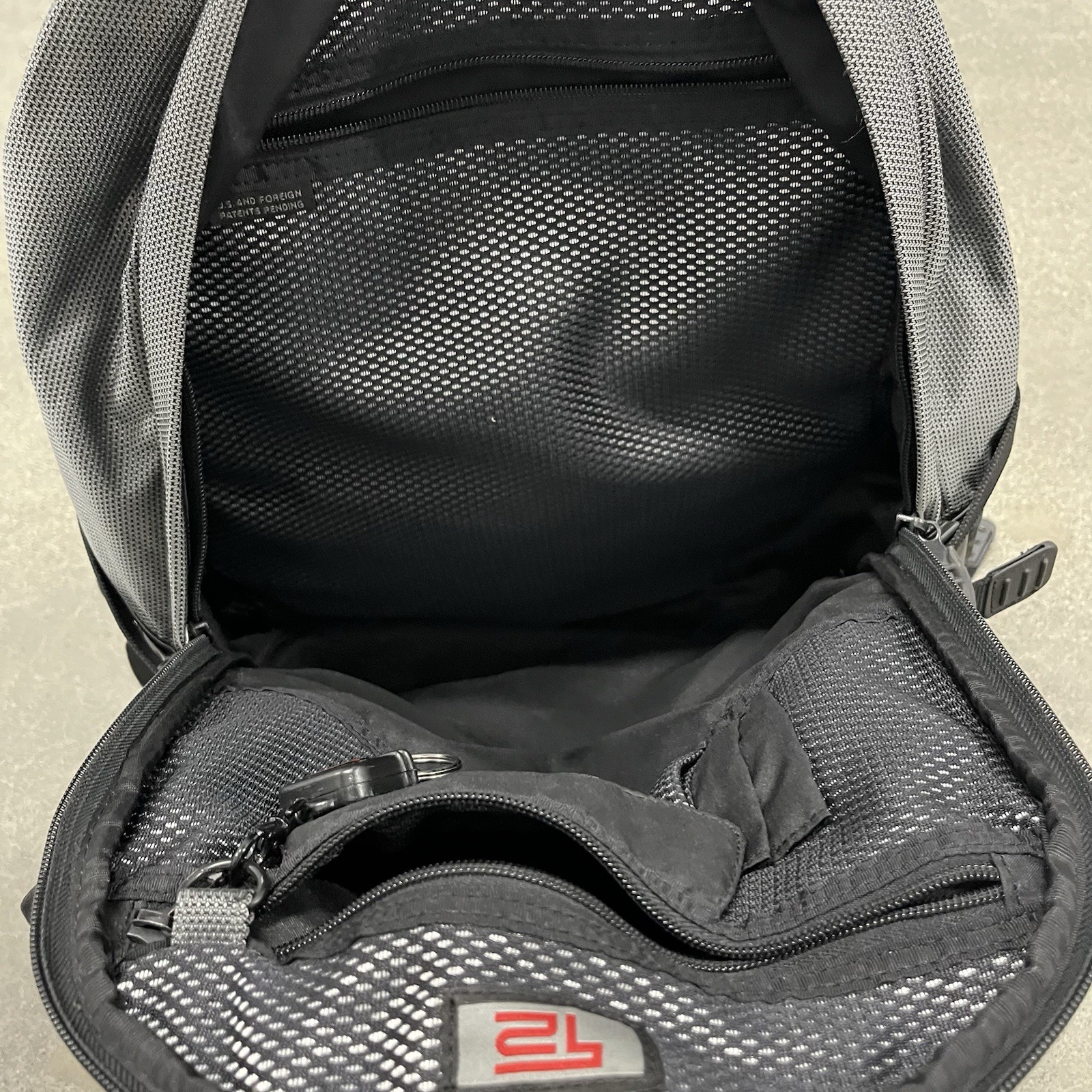 Tumi T2 Gray Black Ballistic Nylon Backpack Multi Compartment