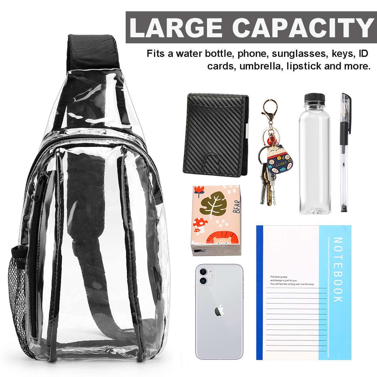 Clear Sling Shoulder Bag Stadium Approved Cute Fashion Crossbody Clear Backpack