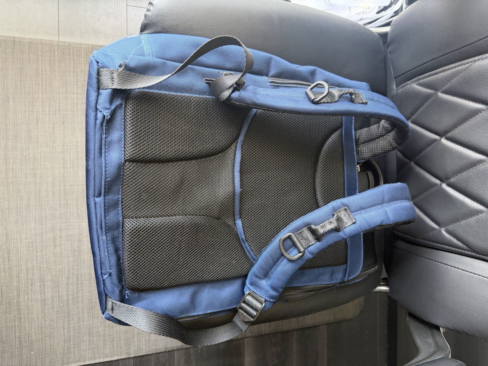 TUMI Blue/Black Roll-Top Backpack Buckle & Zip Closure, Pockets, Travel