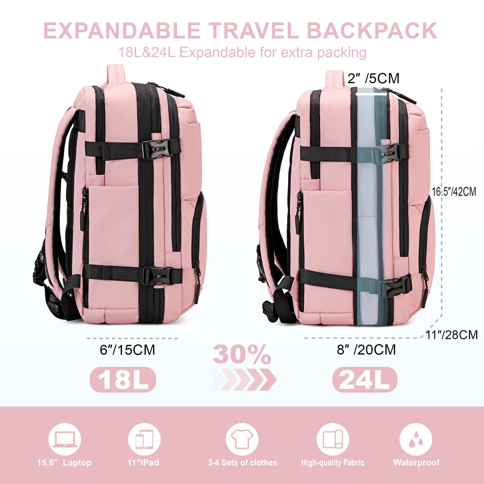 Carry On Travel Backpack, Expandable Extra Large Airline Approved,Lightweight…