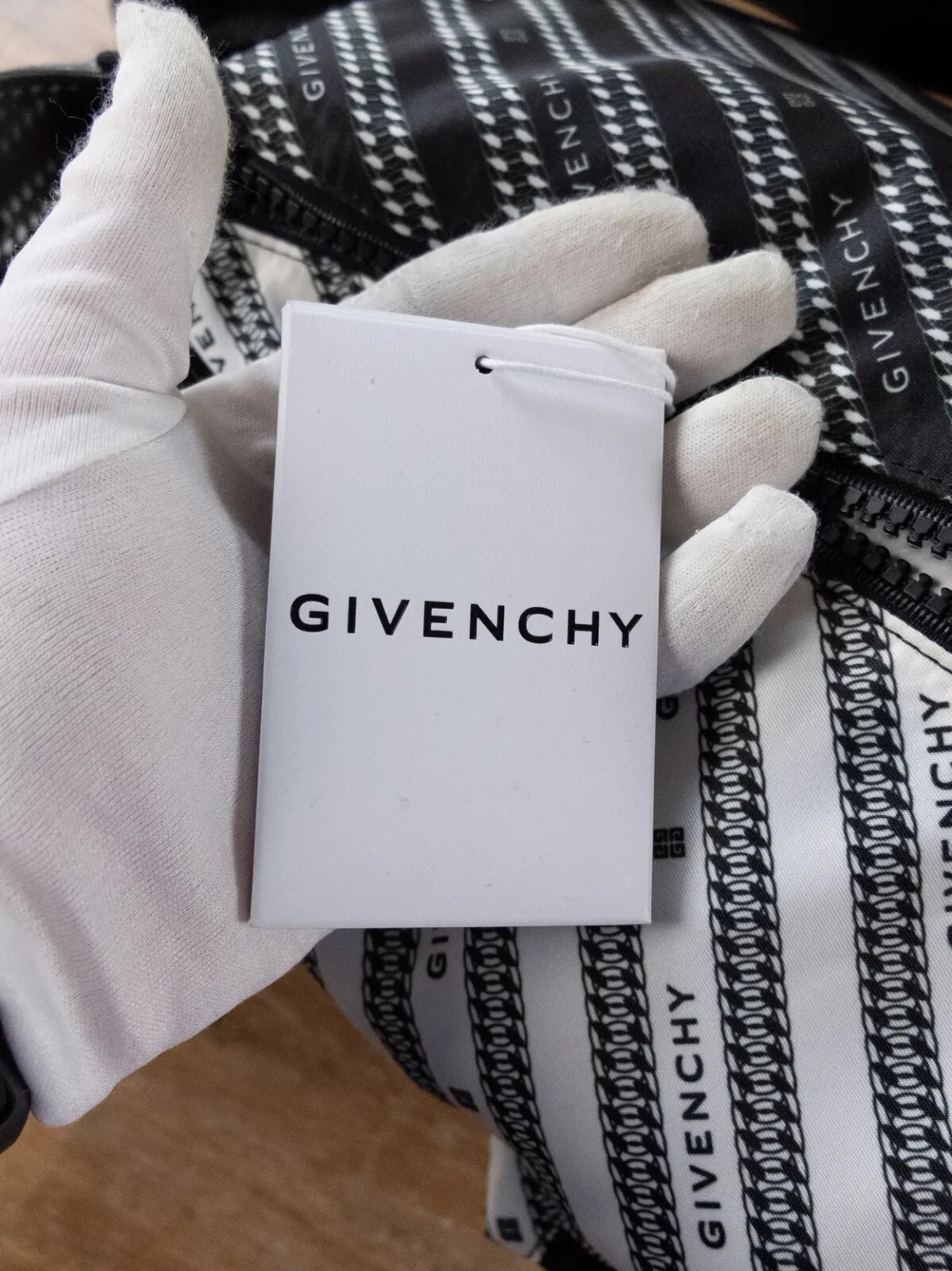 (NO CUSTOMS TAX) GIVENCHY black & white Light 3 nylon striped logo backpack NWT