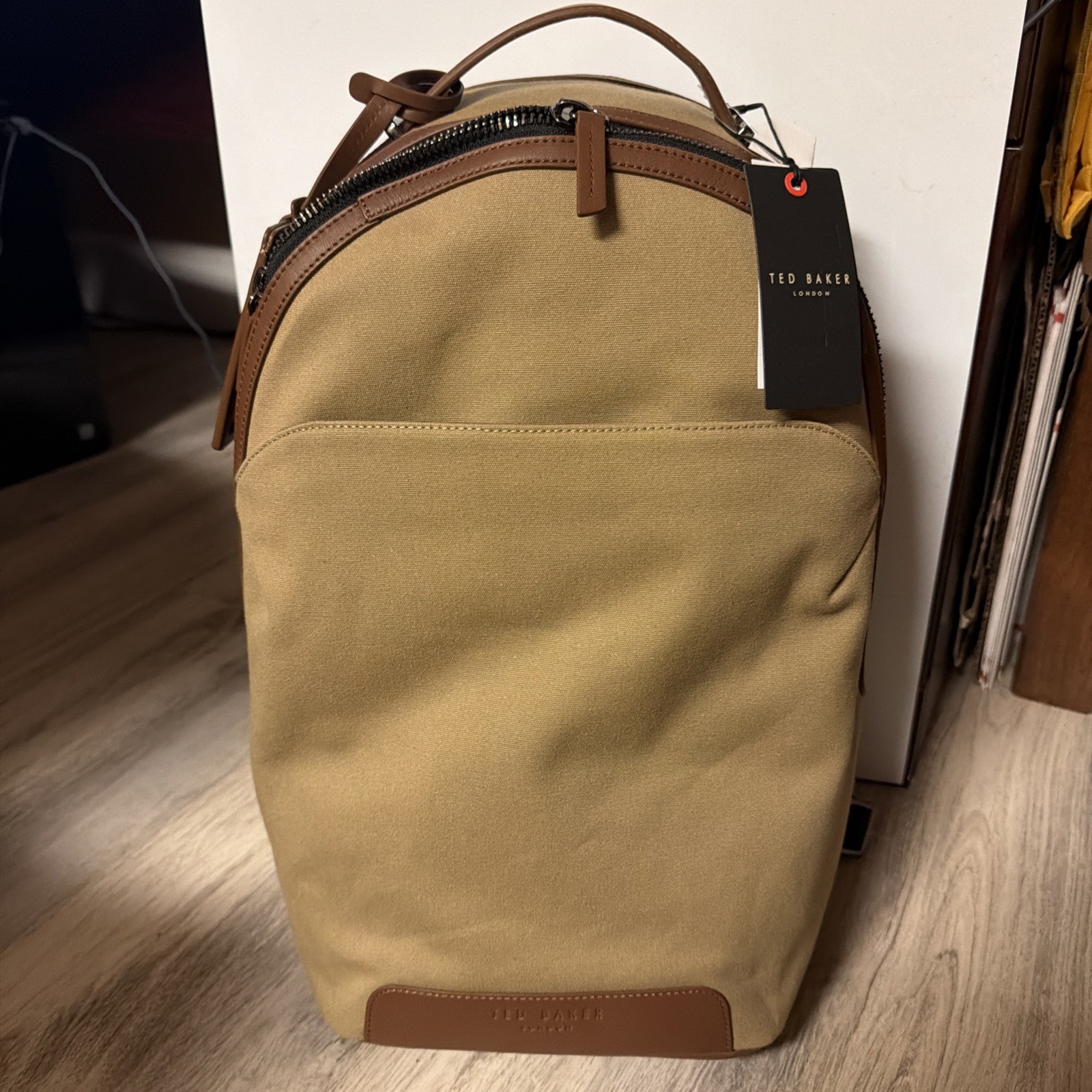Ted Baker London Men’s Xaden Backpack Bag Laptop Nylon Leather Trim Zipper New