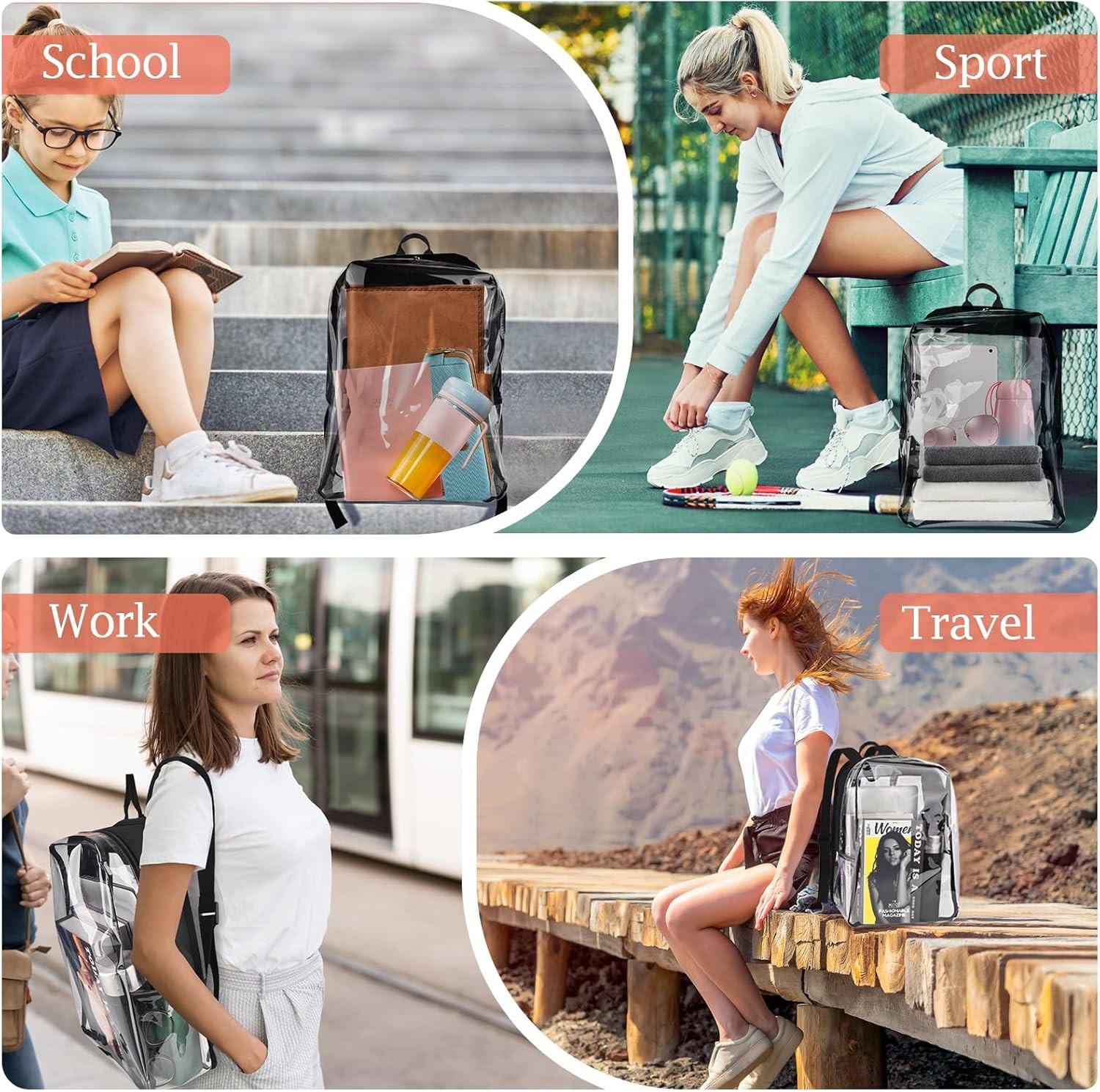 Clear Backpack Heavy Duty – Clear Bookbag Large See Through Backpack Plastic Tra