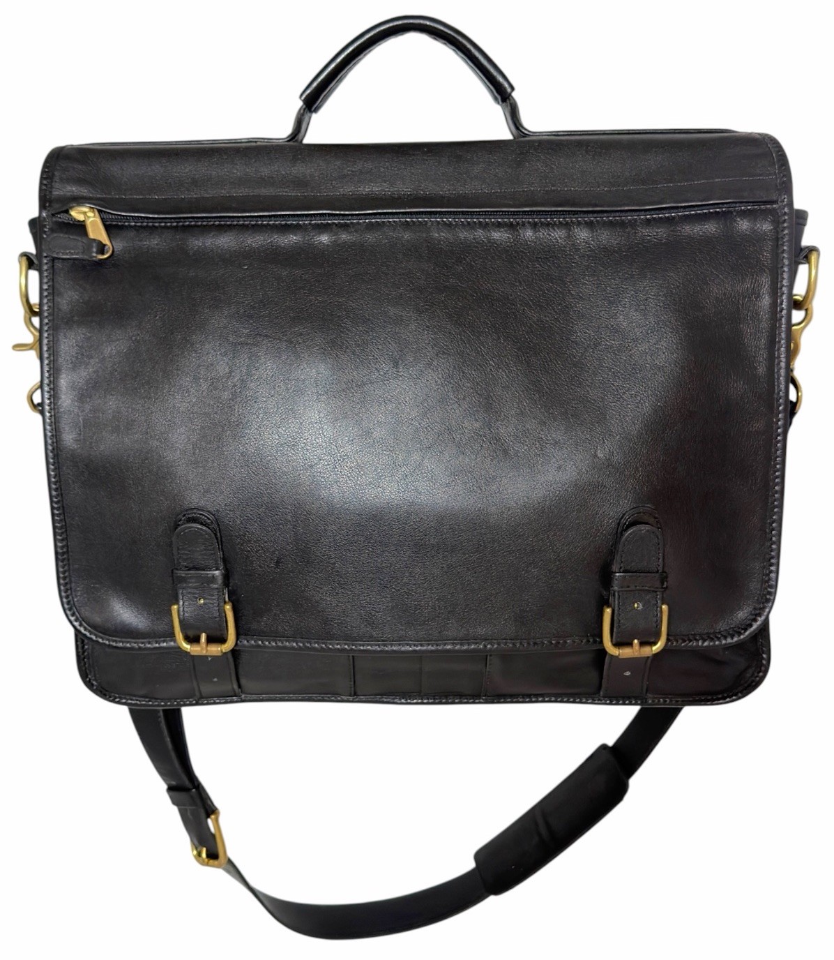 Coach Vtg Briefcase Bag 0514 Black Glove Tanned Leather Top Handle Crossbody EUC